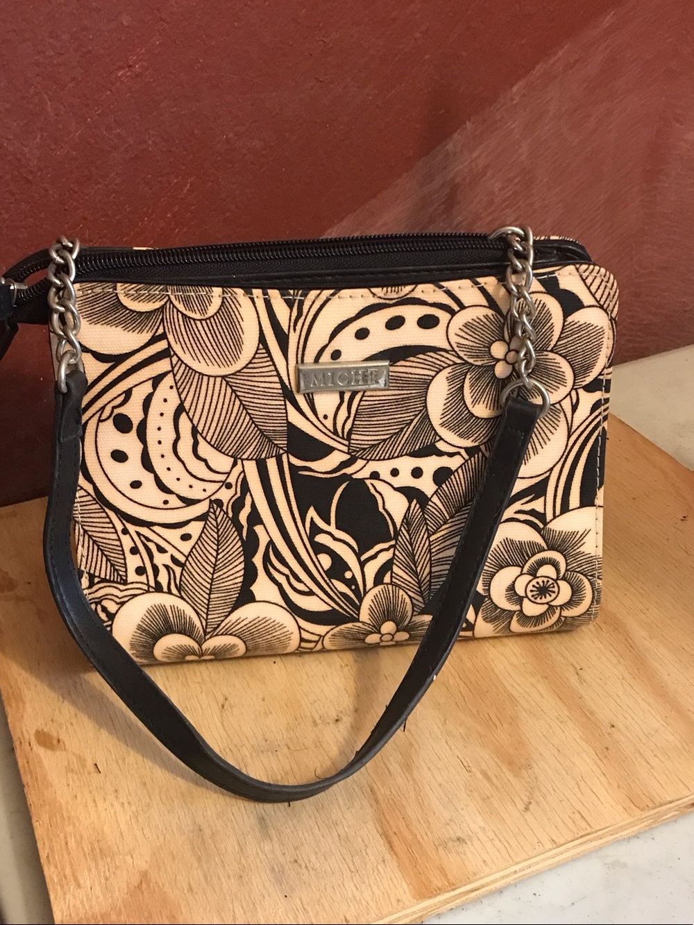 Michi small Floral Shoulder Bag purse with removable shell preowned loved